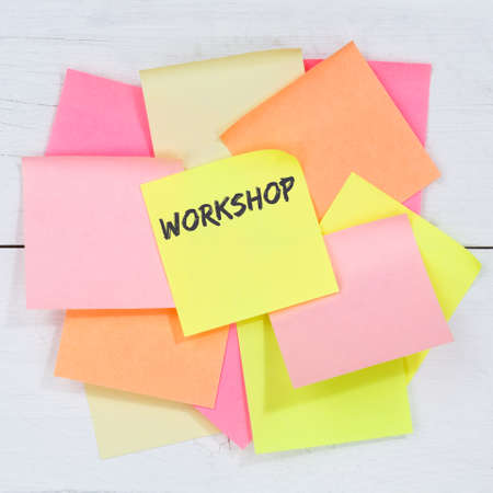 Workshop training learning teaching seminar education internet business concept desk note paper notepaperの写真素材