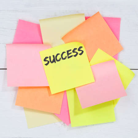 Success successful career leadership business concept desk note paper notepaperの写真素材