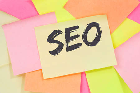 SEO Search Engine Optimization for websites internet computer note paper notepaperの写真素材