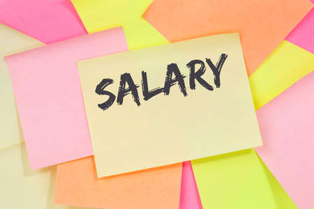 Salary increase negotiation wages money finance business concept note paper notepaperの写真素材
