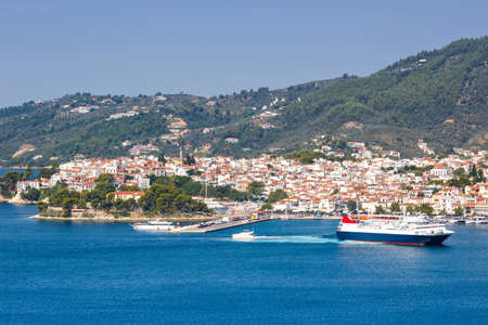 Skiathos island Greece city overview town Mediterranean Sea Aegean holidays vacation travel travelingの写真素材