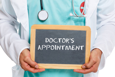 Doctor's medical appointment doctor medicine ill illness treatment healthy health slate boardの写真素材