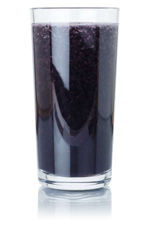 Blueberry smoothie fruit juice drink blueberries in a glass isolated on a white backgroundの写真素材