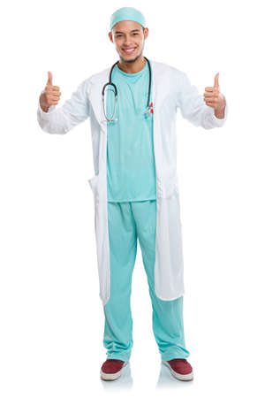 Young doctor smiling success full body portrait occupation job isolated on a white backgroundの写真素材