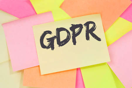 GDPR General Data Protection Regulation law EU European Union websites internet computer business concept note paper notepaperの写真素材