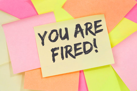 You are fired employee losing jobs, job working unemployed business concept note paper notepaperの写真素材