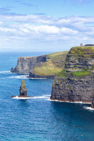 Ireland Cliffs of Moher travel traveling Atlantic Ocean portrait format sea tourism natureの写真素材