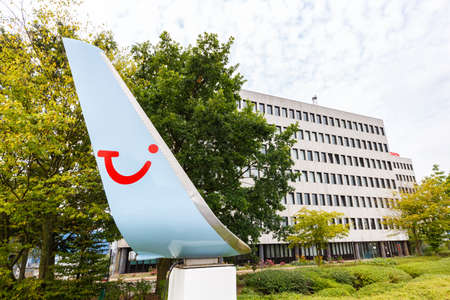 Hanover, Germany - August 9, 2020: TUIfly headquarters HQ at Hanover Hanover airport in Germany.のeditorial素材
