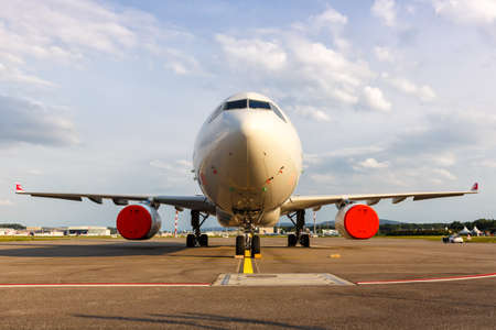 Zurich, Switzerland - July 22, 2020: Swiss Airbus A330-300 airplane at Zurich Airport (ZRH) in Switzerland. Airbus is a European aircraft manufacturer based in Toulouse, France.のeditorial素材