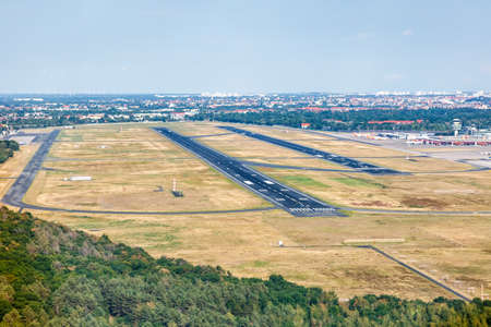 Berlin, Germany - August 19, 2020: Berlin Tegel TXL Airport aerial view photo in Germany.のeditorial素材