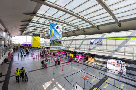 Dortmund, Germany - August 10, 2020: Terminal building of Dortmund Airport in Germany.のeditorial素材
