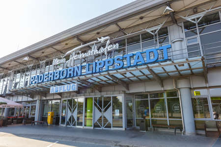 Ahden, Germany - August 8, 2020: Paderborn Lippstadt Airport PAD Terminal building in Germany.のeditorial素材