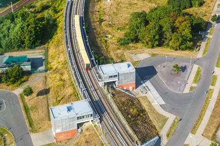 Berlin, Germany - August 19, 2020: S-Bahn Berlin train S Bahn Wassmannsdorf station in Germany.のeditorial素材