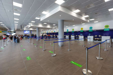 Corfu, Greece - September 20, 2020: Terminal of Corfu Airport in Greece.のeditorial素材