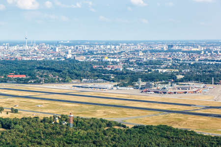 Berlin, Germany - August 19, 2020: Berlin Tegel TXL Airport Terminal aerial view photo in Germany.のeditorial素材