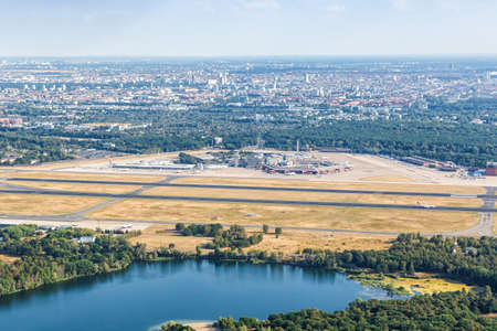Berlin, Germany - August 19, 2020: Berlin Tegel TXL Airport Terminal aerial view photo in Germany.のeditorial素材