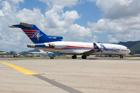 Sint Maarten, Netherlands Antilles - September 16, 2016: AmeriJet International Boeing 727-200F airplane at Sint Maarten Airport in the Netherlands Antilles.のeditorial素材