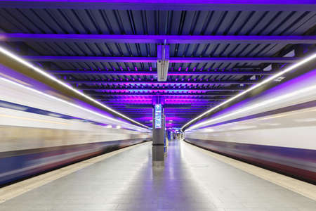 Zurich, Switzerland - September 23, 2020: Trains at Zurich Airport railway station in Switzerland.のeditorial素材