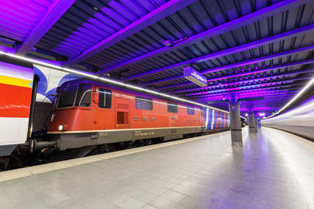 Zurich, Switzerland - September 23, 2020: SBB Locomotive Re 420 train at Zurich Airport railway station in Switzerland.のeditorial素材