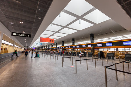 Zurich, Switzerland - September 23, 2020: Zurich Zurich Airport ZRH Terminal Check-in 2 in Switzerland.のeditorial素材