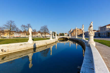 Padova Padua Prato Della Valle square with statues travel traveling holidays vacation town city in Italyの写真素材