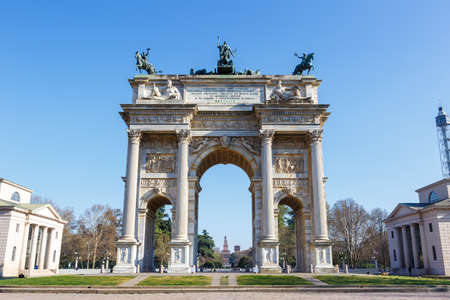 Milan Arco Della Pace Milano peace triumphal arch gate travel traveling town city in Italyの写真素材