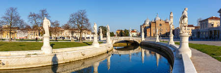 Padova Padua Prato Della Valle square with statues travel traveling holidays vacation town city panorama in Italyの写真素材
