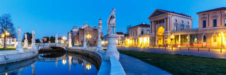 Padova Prato Della Valle square with statues travel traveling holidays vacation town city panorama at night in Padova, Italyの写真素材