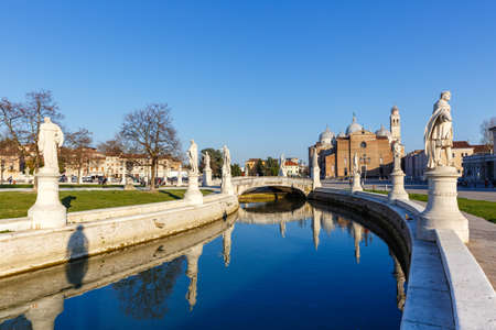 Padua Padova Prato Della Valle square with statues travel traveling holidays vacation town city in Italyの写真素材