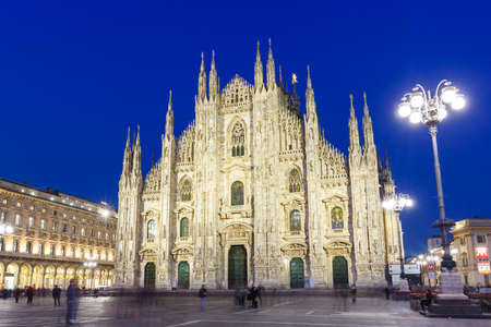 Milan Cathedral Duomo di Milano church travel traveling holidays vacation town city at twilight in Italyの写真素材