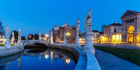 Padova Prato Della Valle square with statues travel traveling holidays vacation town city panorama at night in Padova, Italyの写真素材