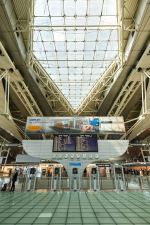 Porto, Portugal - September 22, 2021: Terminal of Porto airport (OPO) in Portugal.のeditorial素材