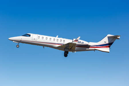 Porto, Portugal - September 21, 2021: Ryanair Bombardier Learjet 45 airplane at Porto airport (OPO) in Portugal.のeditorial素材