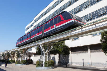 Venice, Italy - March 20, 2022: People Mover Venezia at Piazzale Roma public transport in Venice,...