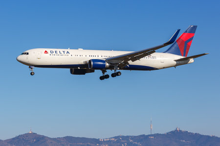 Barcelona, Spain - February 21, 2022: Delta Air Lines Boeing 767-300(ER) airplane at Barcelona airport (BCN) in Spain.のeditorial素材