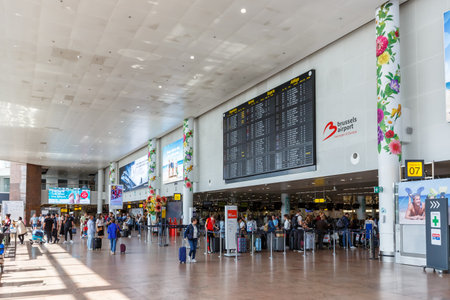 Brussels, Belgium - May 21, 2022: Terminal of Brussels Airport (BRU) in Belgium.のeditorial素材
