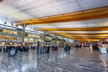 Oslo, Norway - August 16, 2022: Terminal of Oslo Gardermoen airport (OSL) in Norway.のeditorial素材