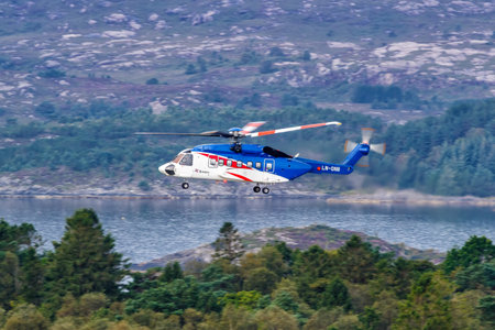 Bergen, Norway - August 18, 2022: Bristow Helicopters Sikorsky S-92A helicopter at Bergen airport (BGO) in Norway.のeditorial素材