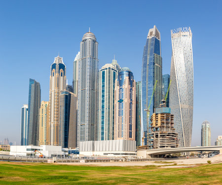 Dubai Marina skyline architecture travel traveling in United Arab Emiratesの写真素材