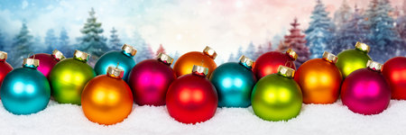 Christmas card with winter forest background copyspace copy space banner snow decorationの写真素材