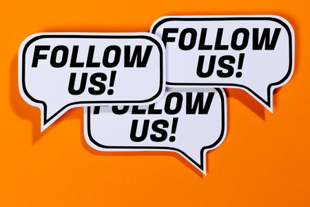 Follow us followers followers fans likes social networking media internet in speech bubbles...