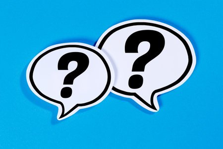 Question mark as a symbol for asking questions ask help problem information support speech bubble communication concept talking saying sayの写真素材