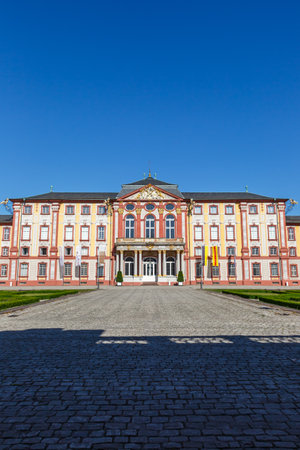 Bruchsal Castle palace baroque architecture portrait format travel traveling in Germanyの写真素材