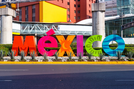 MÃ©xico at international airport traveling in Mexicoの写真素材