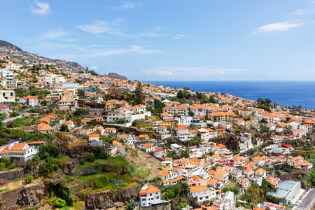 View on the capital town Funchal on Madeira island travel in Portugalの写真素材