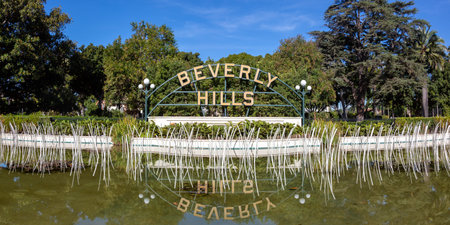 Beverly Hills sign panorama travel in Los Angeles, United States
