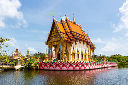 Wat Plai Laem Temple landmark on Ko Samui island in Thailandの写真素材