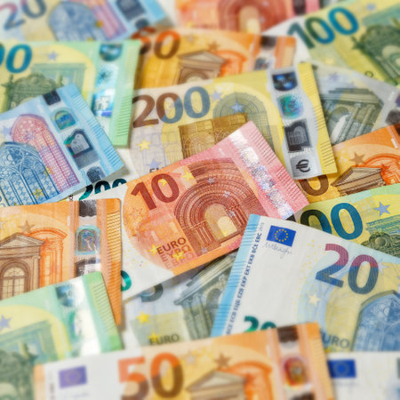 Euro banknotes bill saving money background pay paying finances bank notes banknote square rich