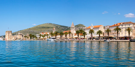 View of the old town of Trogir at the Mediterranean Sea vacation panorama traveling in Croatiaの写真素材