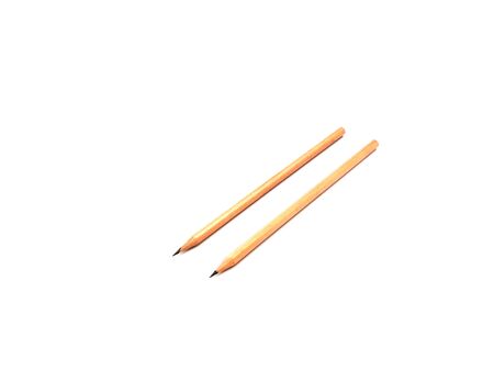Two brown wood pencils on white backgroundの写真素材
